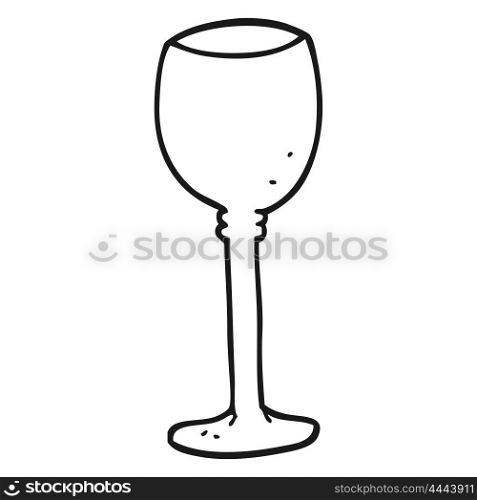 freehand drawn black and white cartoon wine glass