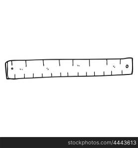 freehand drawn black and white cartoon wooden ruler