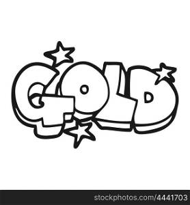 freehand drawn black and white cartoon word gold