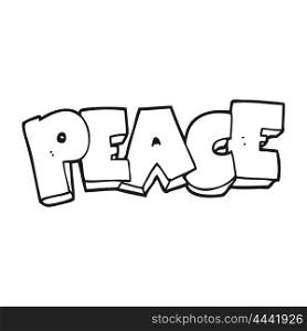 freehand drawn black and white cartoon word peace