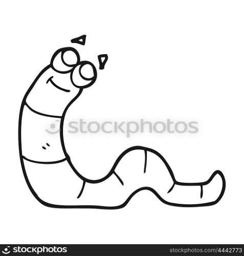 freehand drawn black and white cartoon worm