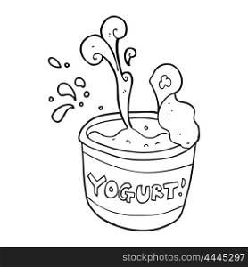 freehand drawn black and white cartoon yogurt