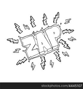 freehand drawn black and white cartoon zap symbol