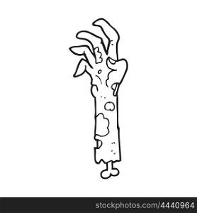 freehand drawn black and white cartoon zombie arm