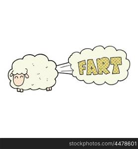 freehand drawn cartoon farting sheep