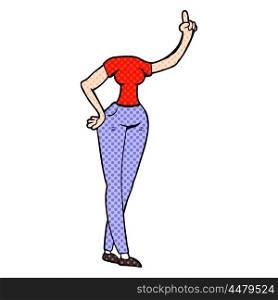 freehand drawn cartoon female body with raised hand