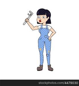 freehand drawn cartoon female plumber