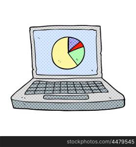 freehand drawn cartoon laptop computer with pie chart