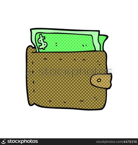 freehand drawn cartoon wallet full of money