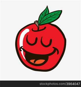 freehand drawn happy apple cartoon illustration