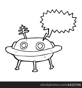 freehand drawn speech bubble cartoon alien spaceship