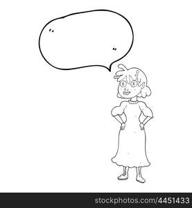 freehand drawn speech bubble cartoon alien woman