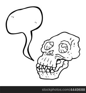 freehand drawn speech bubble cartoon ancient skull