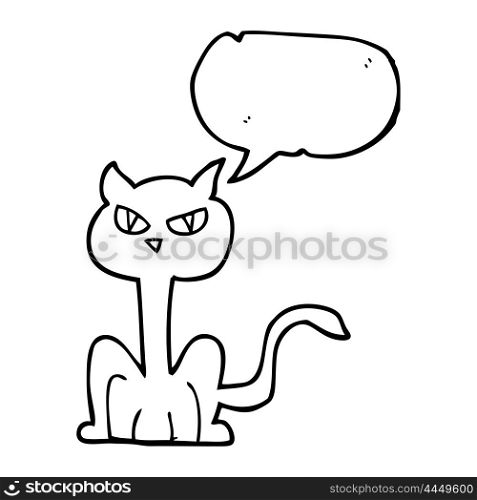 freehand drawn speech bubble cartoon angry cat
