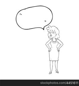 freehand drawn speech bubble cartoon annoyed woman
