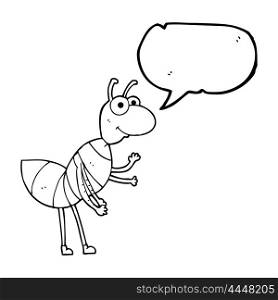 freehand drawn speech bubble cartoon ant