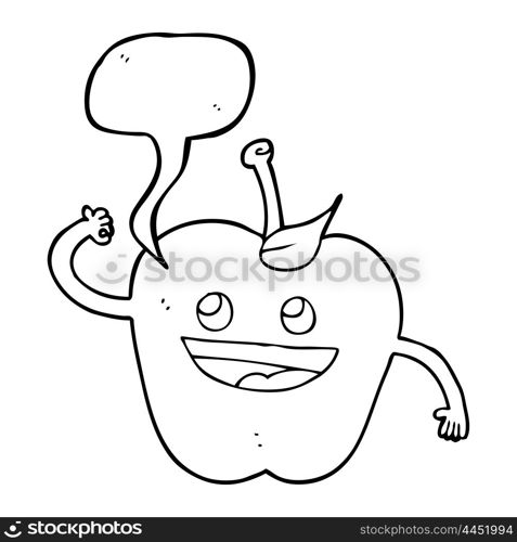 freehand drawn speech bubble cartoon apple