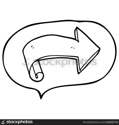 freehand drawn speech bubble cartoon arrow