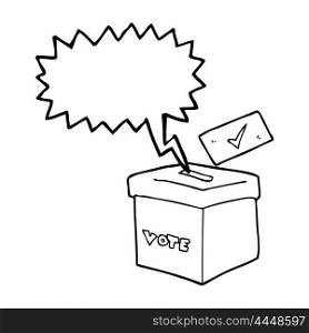 freehand drawn speech bubble cartoon ballot box