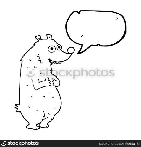 freehand drawn speech bubble cartoon bear