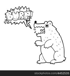 freehand drawn speech bubble cartoon bear