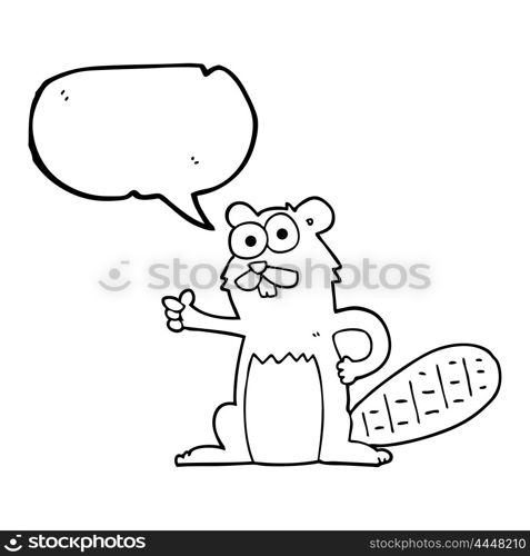 freehand drawn speech bubble cartoon beaver