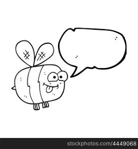 freehand drawn speech bubble cartoon bee
