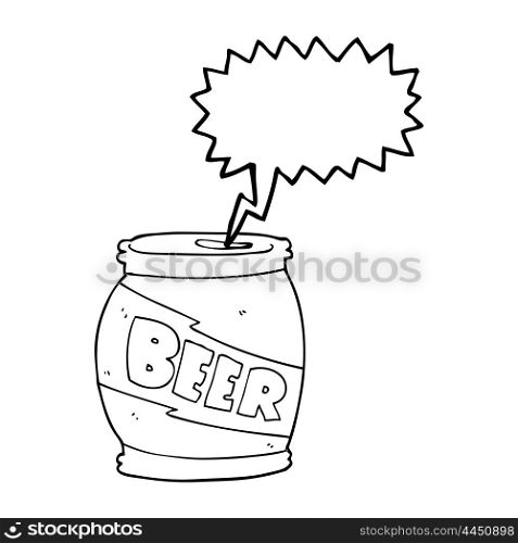 freehand drawn speech bubble cartoon beer can