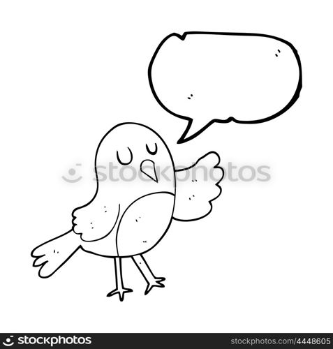 freehand drawn speech bubble cartoon bird