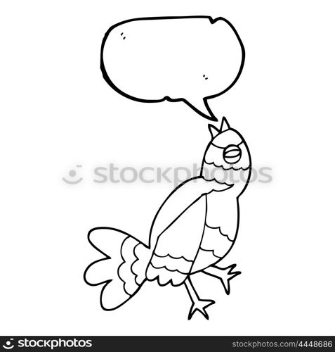 freehand drawn speech bubble cartoon bird