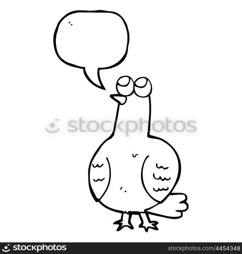 freehand drawn speech bubble cartoon bird