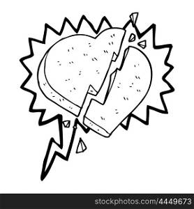 freehand drawn speech bubble cartoon broken heart symbol