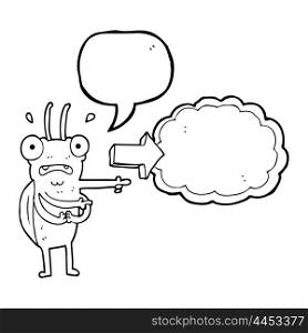freehand drawn speech bubble cartoon bug pointing