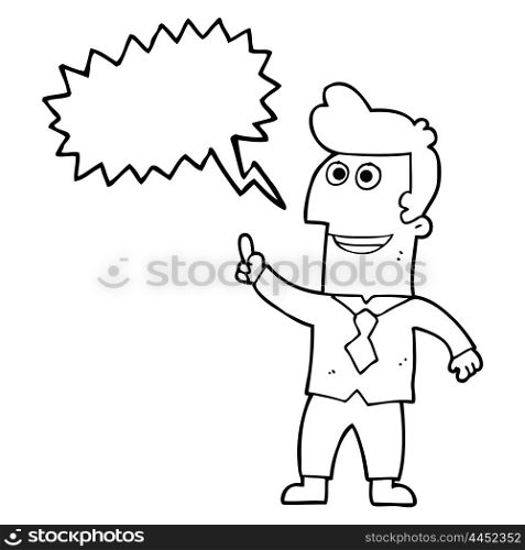 freehand drawn speech bubble cartoon businessman pointing