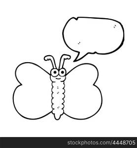 freehand drawn speech bubble cartoon butterfly