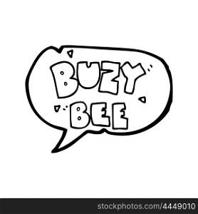 freehand drawn speech bubble cartoon buzy bee text symbol