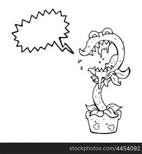 freehand drawn speech bubble cartoon carnivorous plant