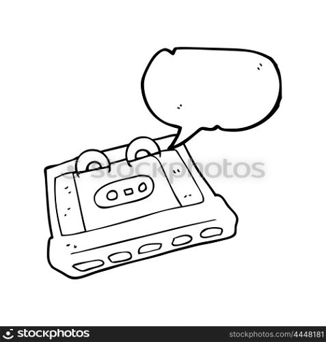 freehand drawn speech bubble cartoon cassette tape