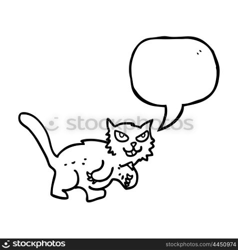 freehand drawn speech bubble cartoon cat