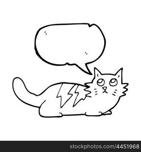 freehand drawn speech bubble cartoon cat