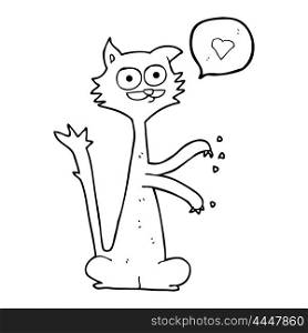 freehand drawn speech bubble cartoon cat scratching