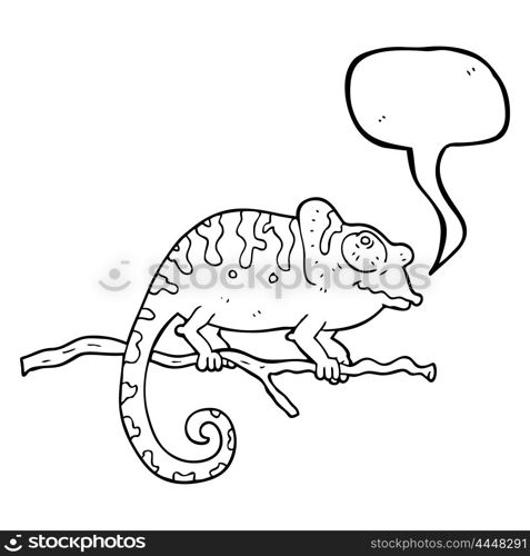 freehand drawn speech bubble cartoon chameleon