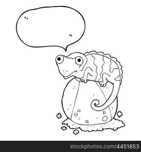 freehand drawn speech bubble cartoon chameleon on ball