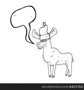 freehand drawn speech bubble cartoon christmas moose