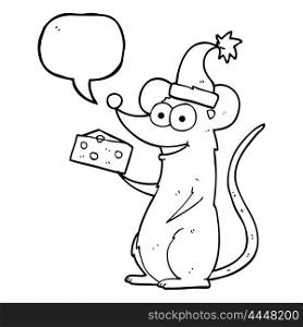 freehand drawn speech bubble cartoon christmas mouse