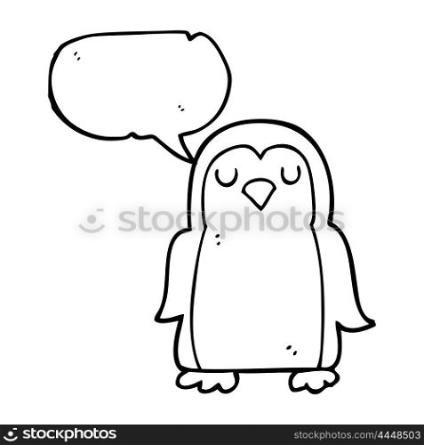 freehand drawn speech bubble cartoon christmas robin