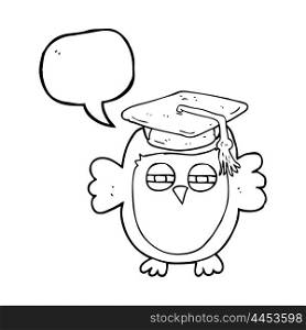 freehand drawn speech bubble cartoon clever owl