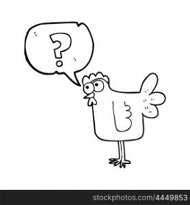 freehand drawn speech bubble cartoon confused chicken