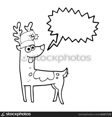 freehand drawn speech bubble cartoon crazy reindeer