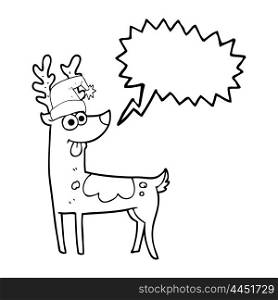 freehand drawn speech bubble cartoon crazy reindeer